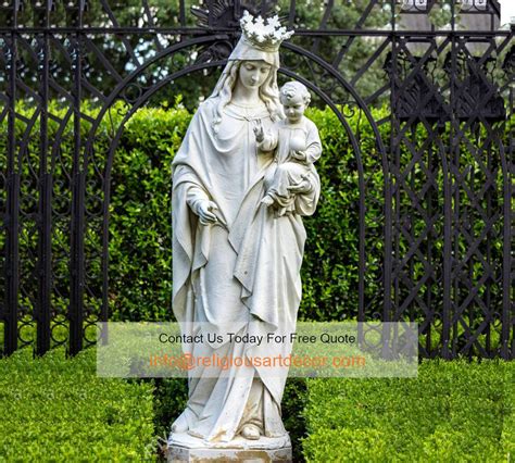 Statue Of Virgin Mother Mary And Baby Jesus Religious Sculpture