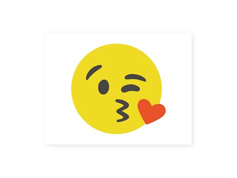 Kissy Face Emoji Postcard Instant Download Print 4 Per Etsy