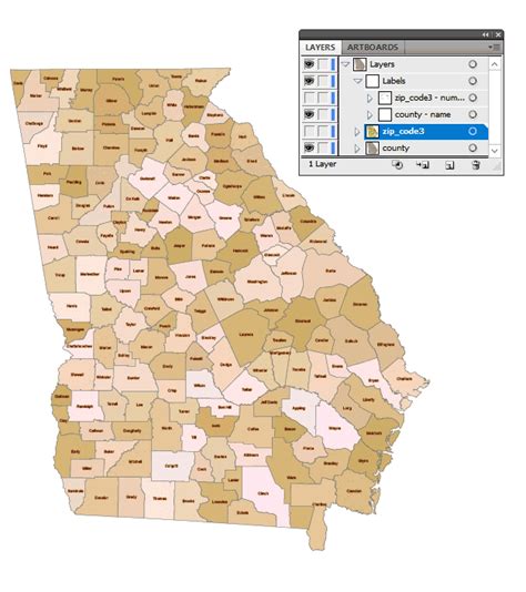 Georgia Digit Zip Code County Map Your Vector Maps Hot Sex Picture