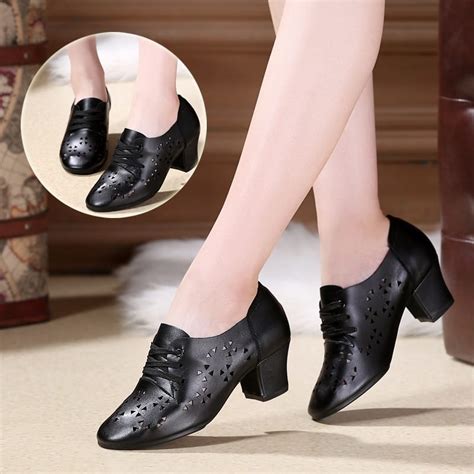 Leather Dance Shoes Woman Soft Bottom Square Dance Sports Women Shoes