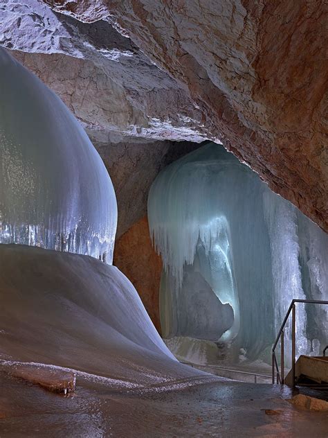 Beautiful Ice Sculptures At Eisriesenwelt In Werfen The Largest Ice