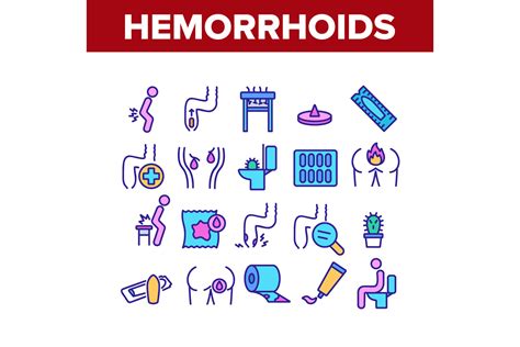 Hemorrhoids Disease Collection Icons Set Graphic By Stockvectorwin