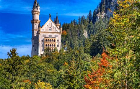 Wallpaper Autumn Forest Rock Castle Germany Bayern Germany