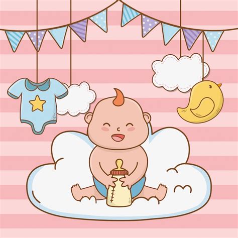 Caricatura Lindo Baby Shower Vector Premium