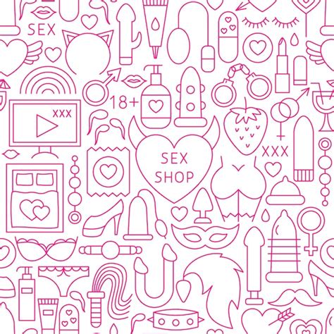 Sex Shop Line De Patrones Sin Fisuras Ilustración De Vector De Esquema De Fondo Enlosables