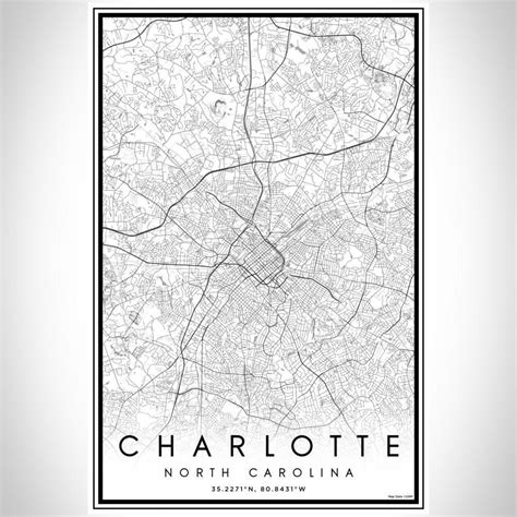 Charlotte North Carolina Classic Map Print