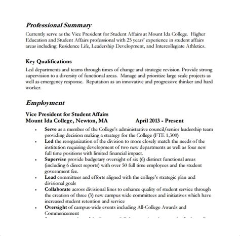 Free 8 Sample Professional Summary Templates In Pdf