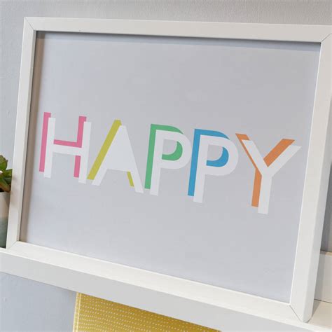 Rainbow Happy Print By Happy Paper
