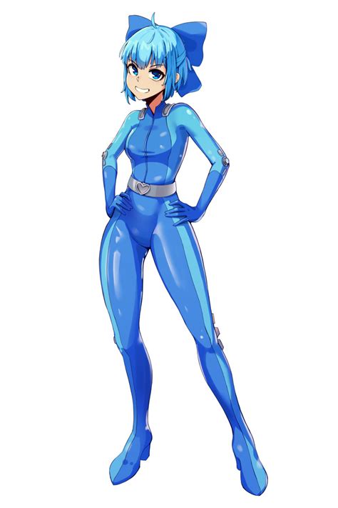 Dethmaid Cirno Totally Spies Touhou Absurdres Highres 1girl Ahoge Blue Bodysuit Blue