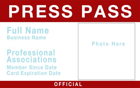 press pass template free printable templates