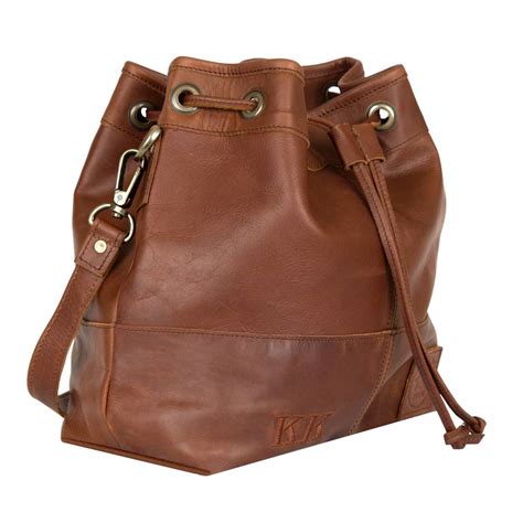 Personalised Leather Bucket Bag Drawstring Handbag By Mahi Leather