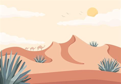 Vector Desert Landscape Illustration Landscape Illustration Desert