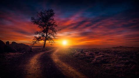 3840x2160 Beautiful Sunset On Dirt Road 4k Hd 4k Wallpapers Images