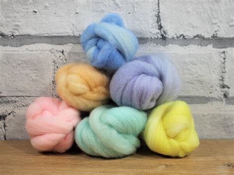 Wooly Buns Wool Roving Assortment 6 Piece Hand Dyed Sampler Etsy
