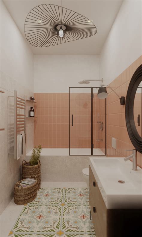 Modern Peach Bathroom Bathroom Peach Wall Mid Century Tile Choose Board