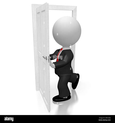 3d Businessman Opening Door Stock Photo Alamy