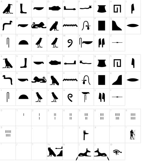 Egyptian Hieroglyphs Silhouette Font Download
