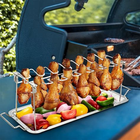 Tebru Household Stainless Steel Barbecue Grill Roast Chicken Wing Rack Bbq Utensil Barbecue