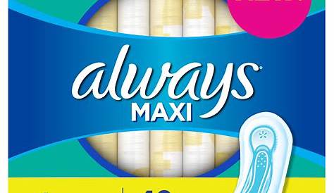 Always Maxi Pads without Wings, Unscented, Regular, Size 1, 48 Ct