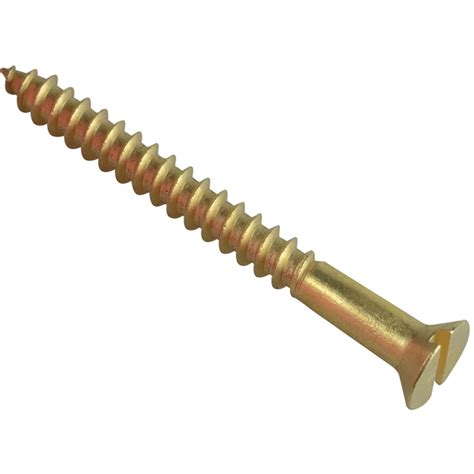 Wood Screws Brass Slotted Countersunk Head 10 X 2in Pack 6 Tools Store
