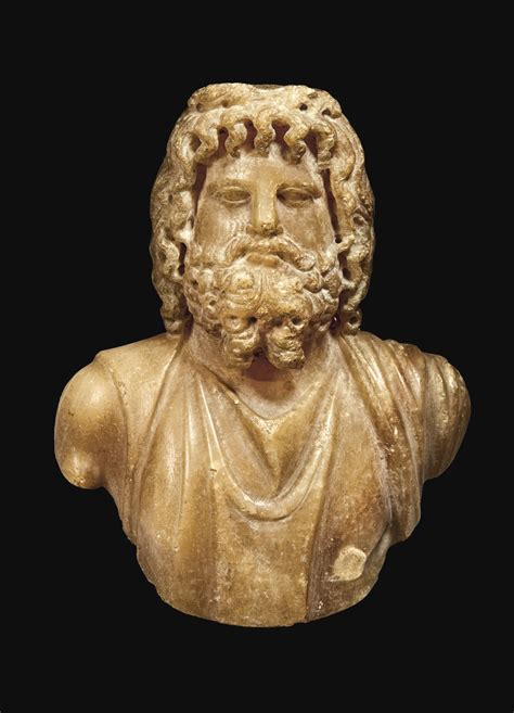 52 An Egyptian Alabaster Bust Of Zeus Serapis Roman Imperial Circa