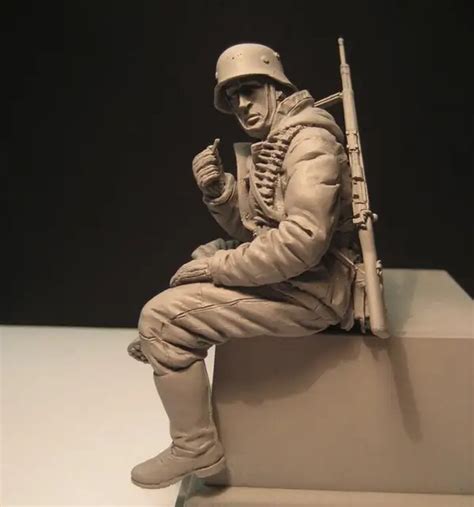 116 Resin Figures Model Kit World War Ii Sitting Soldiers Unpainted