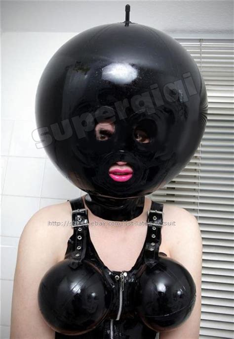 New 100latex Rubber Gummi45mm Inflatable Hood Mask Catsuit Fancy