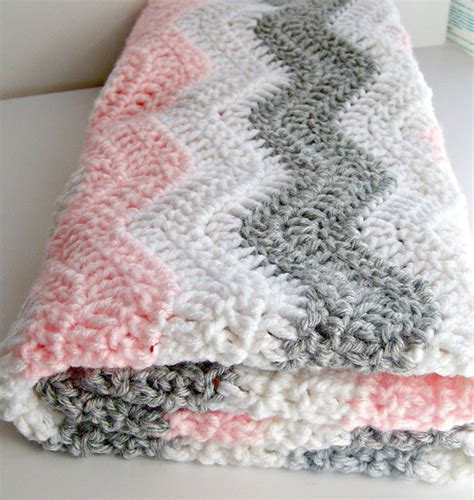 Pink Gray Chevron Baby Blanket Crochet Pink Baby By Puddintoes