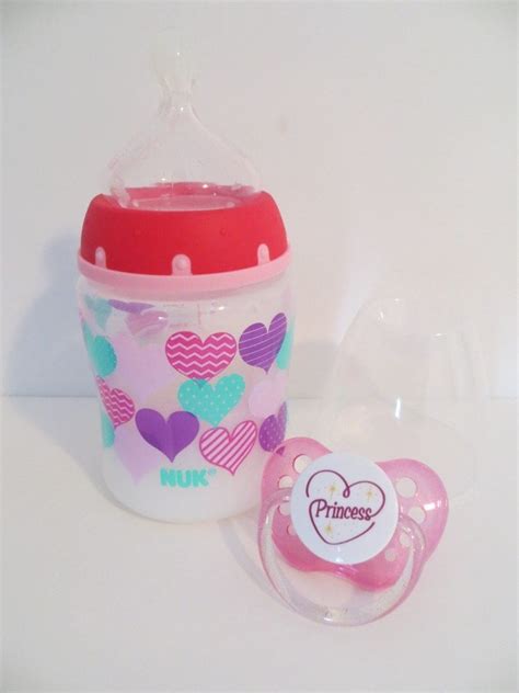 Reborn Baby Bottle Pink Hearts 5 Oz Fake Milk Formula