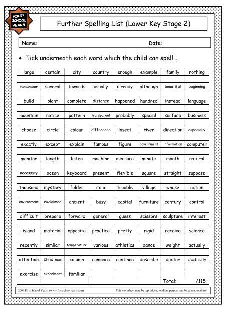 Microsoft Word Viewer 97 Further Spelling List First School Years