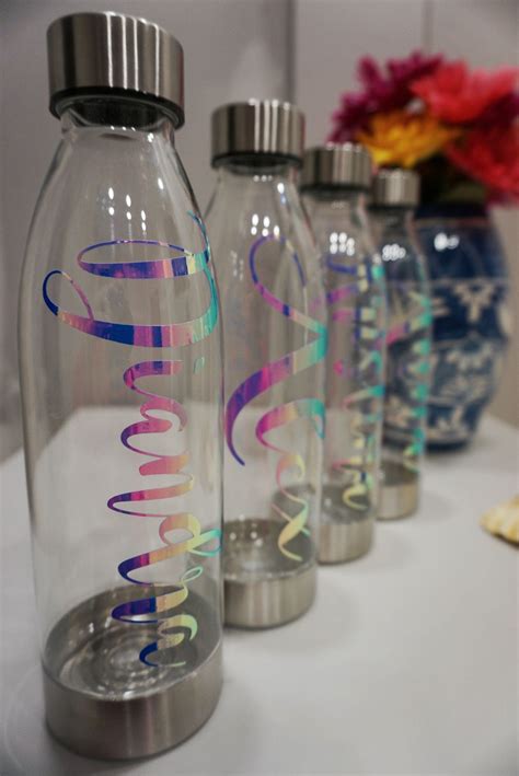 Custom Water Bottle With Your Name In Blue Holographic Premium Etsy