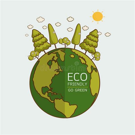 Ecology Concept With Green Eco Earth Stock Vector Illustration Of