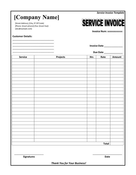 Service Invoice Template Download Free Documents For Pdf Word And Excel
