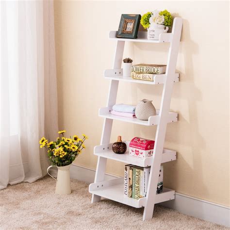 White Leaning Bookcase Our Home Office Furniture Category Offers A