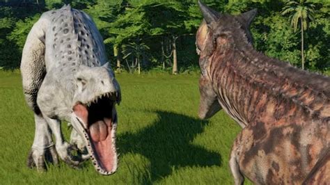 Carnotaurus Vs Indominus Rex Jurassic World Evolution Youtube