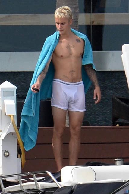 Pink And Hot Justin Bieber Wakeboarding In His Calvin Klein Underwear In Miami