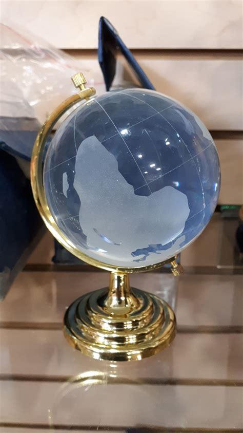 2 Revolving Solid World Glass Globes On Stands