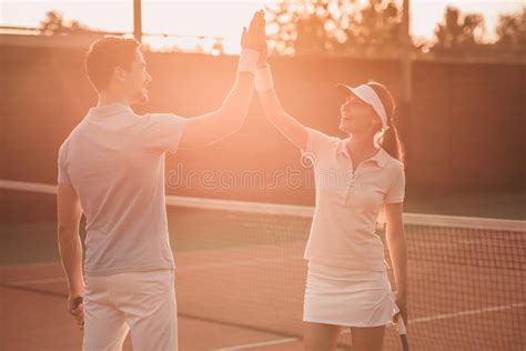 Couple Playing Tennis Stock Image Image Of Play Brunet 102959039