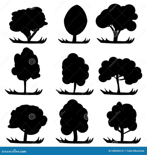 Silhouettes Of Trees In Vector Eps 10 Silhouettes Of Various Trees