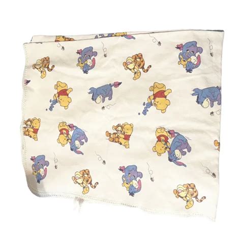 Disney Woolworks Winnie The Pooh Baby Blanket Lace Edges Tigger Eeyore