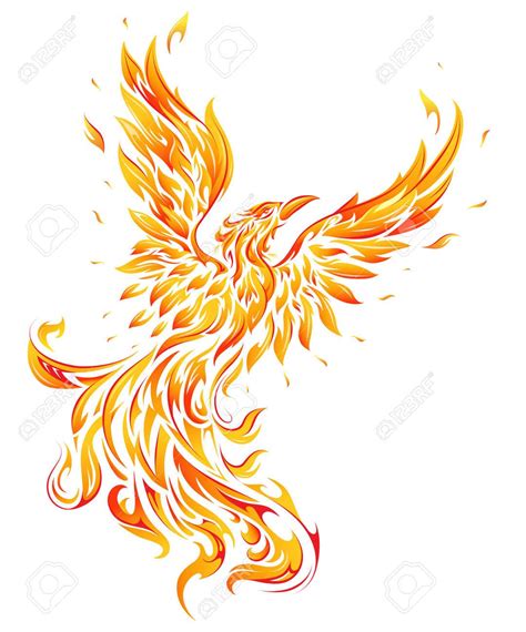 An Orange And Yellow Bird With Flames On It S Wings Stock Photo