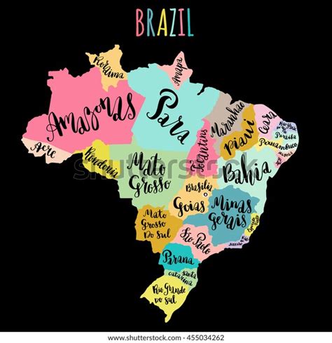 Brazil Map States Vector Illustration Hand Stock Vector Royalty Free