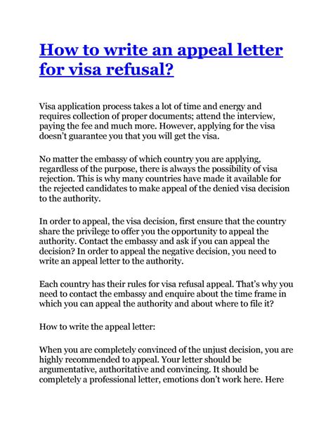 Try asking another person with an objective eye to proofread your cover before submitting it to ensure you did a successful one. How to write an appeal letter for visa refusal? by ...