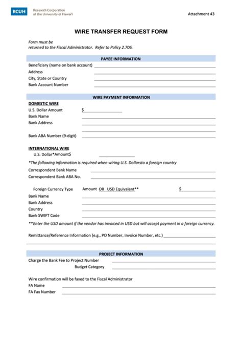 Fillable Wire Transfer Request Form Printable Pdf Download