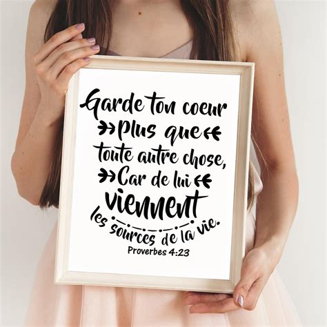 French Bible Verse Proverbes 4 23 Instant Download Quote Etsy