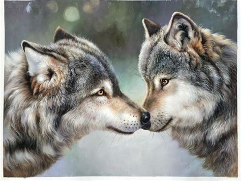 Sweet Gray Wolf Couple Portrait High Quality 100 Etsy In 2021