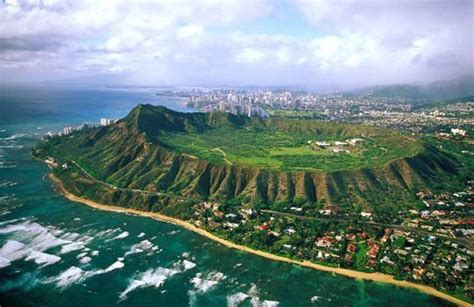 Diamond Head State Monument Honolulu Hawaii Aerial View Waikiki