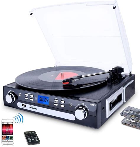 DIGITNOW Vinyl LP Turntable Record Player With Bluetooth AM FM Radio