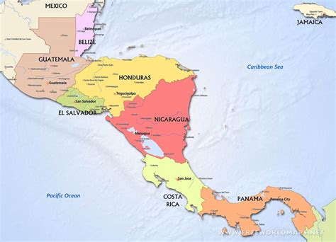 Political Map Of Central America With Capitals
