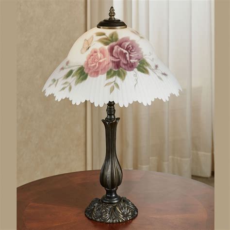Brinley Rose Floral Glass Shade Table Lamp